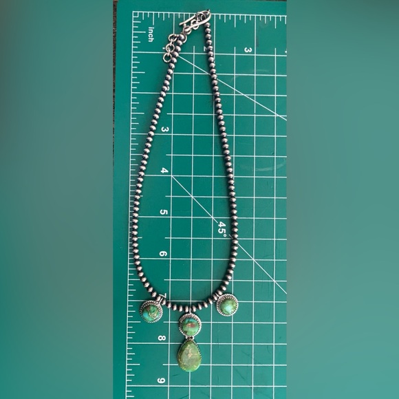 Sonoran Gold Turquoise Sterling Silver Necklace Southwest - Picture 3 of 6